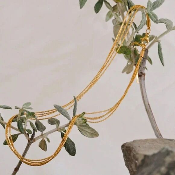 NEW Layered Gold Chain Choker Necklace - Picture 7 of 13